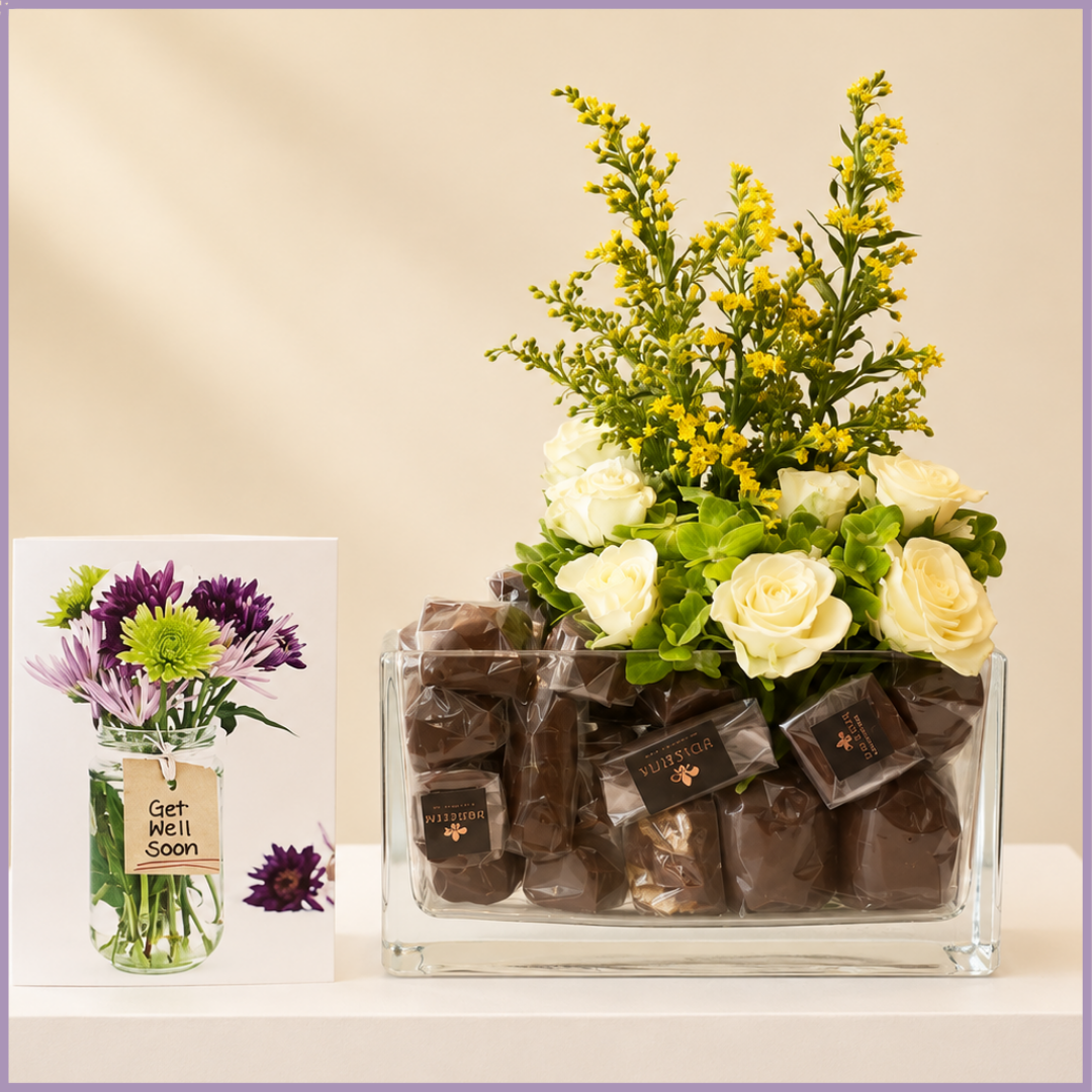 Golden Wishes Chocolate Vase