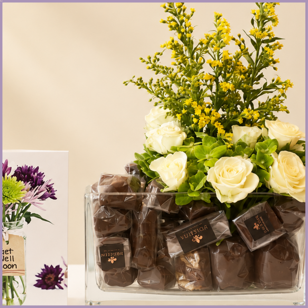 Golden Wishes Chocolate Vase