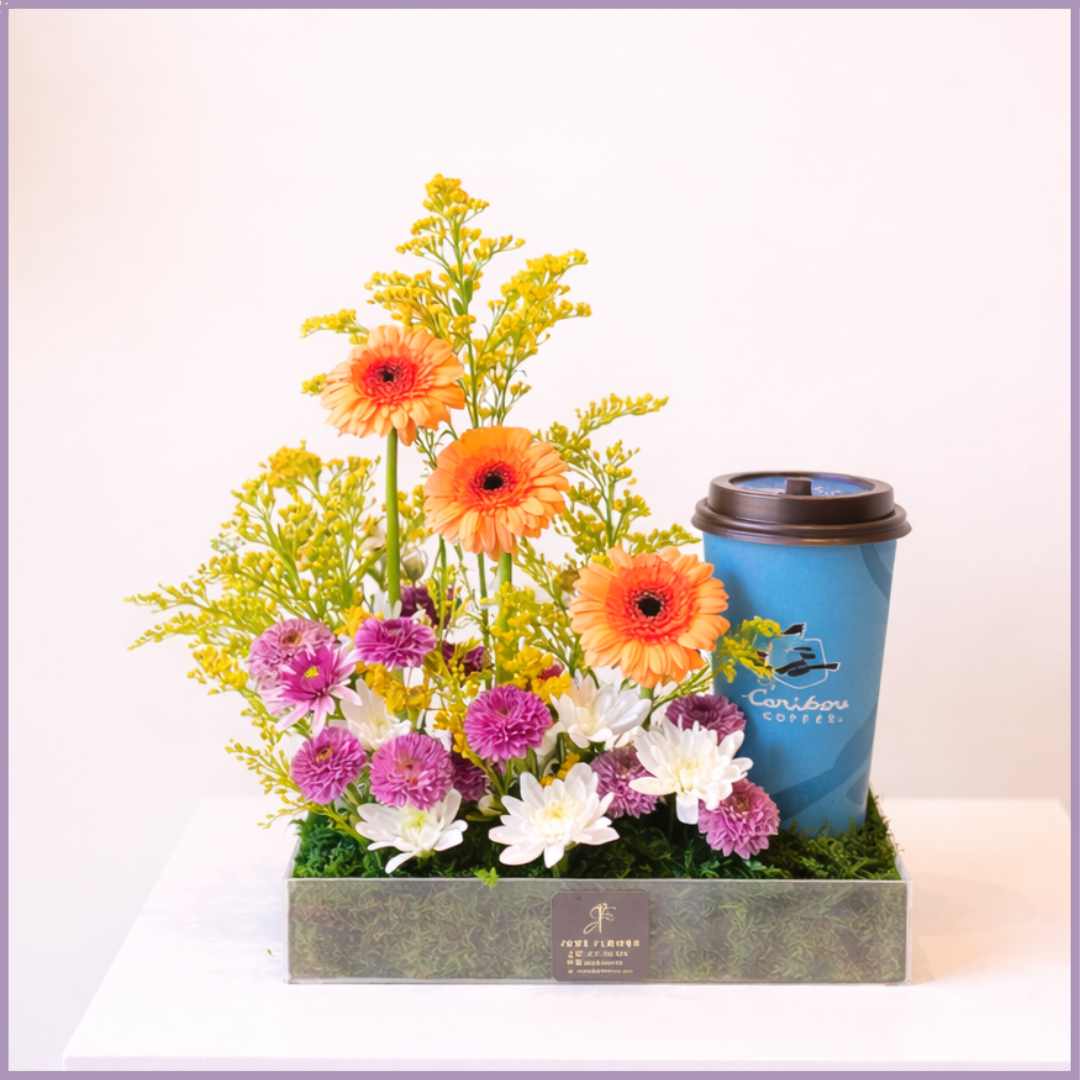 Good Morning Mama Love Floral Bouquet with Caribou Coffee