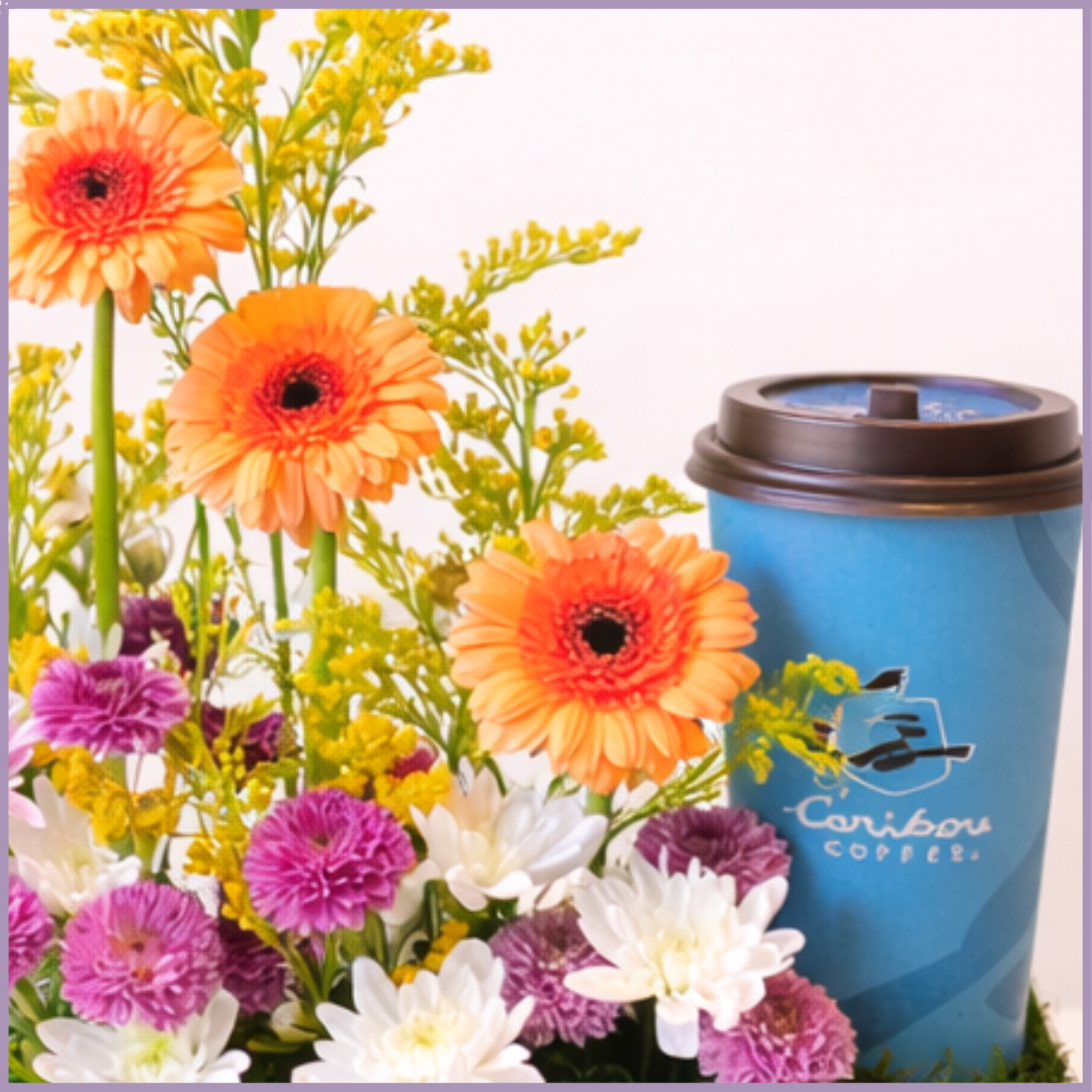 Good Morning Mama Love Floral Bouquet with Caribou Coffee