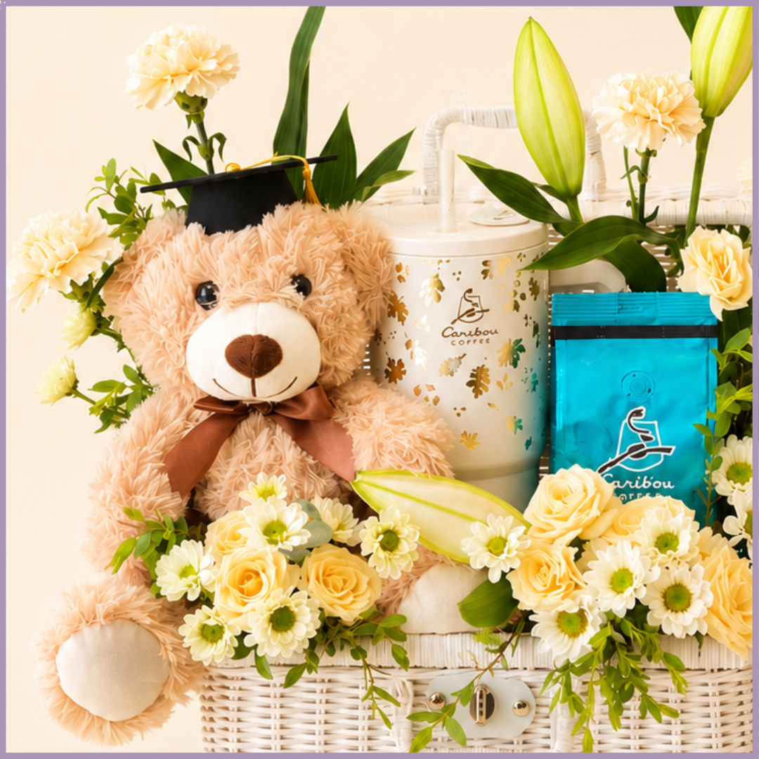 Graduation Morning Celebration Floral & Teddy Basket