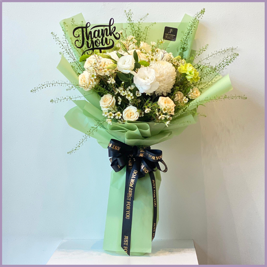 Lush Greens Bouquet with Thank You Topper - For Wellness and Gratitude