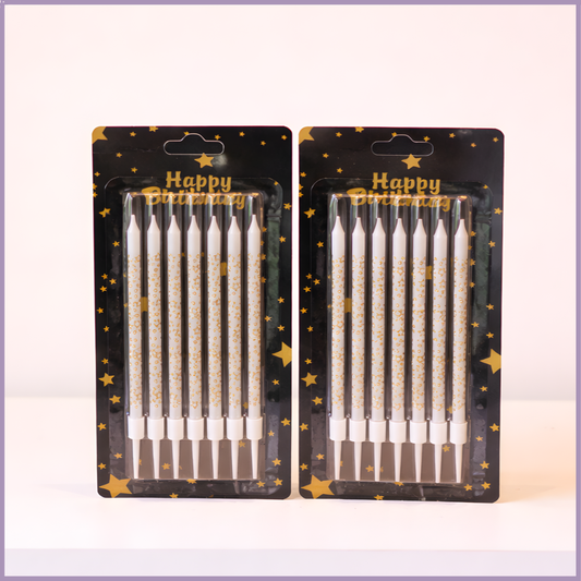 Happy Birthday Silver Candles Set of 2 Packs