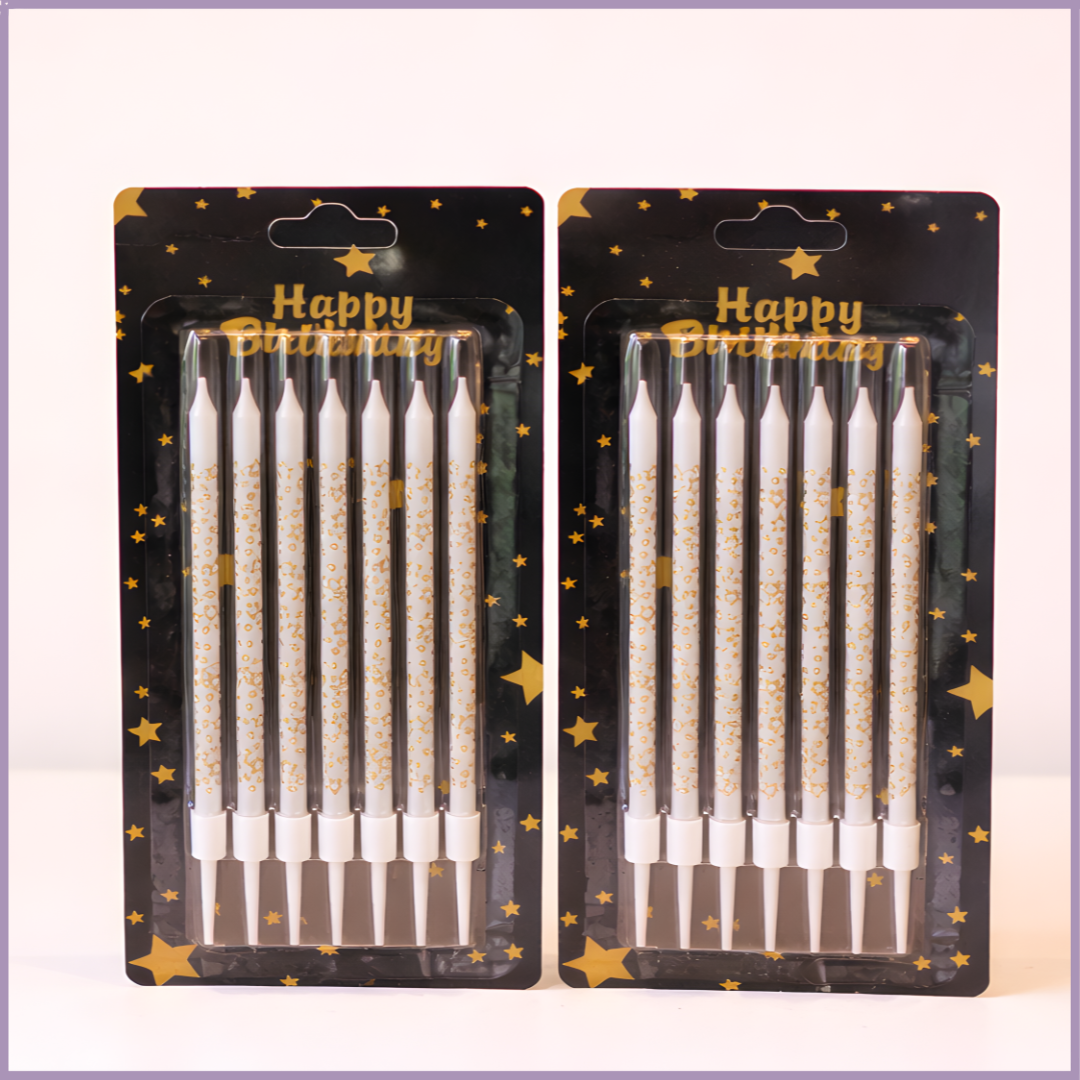 Happy Birthday Silver Candles Set of 2 Packs