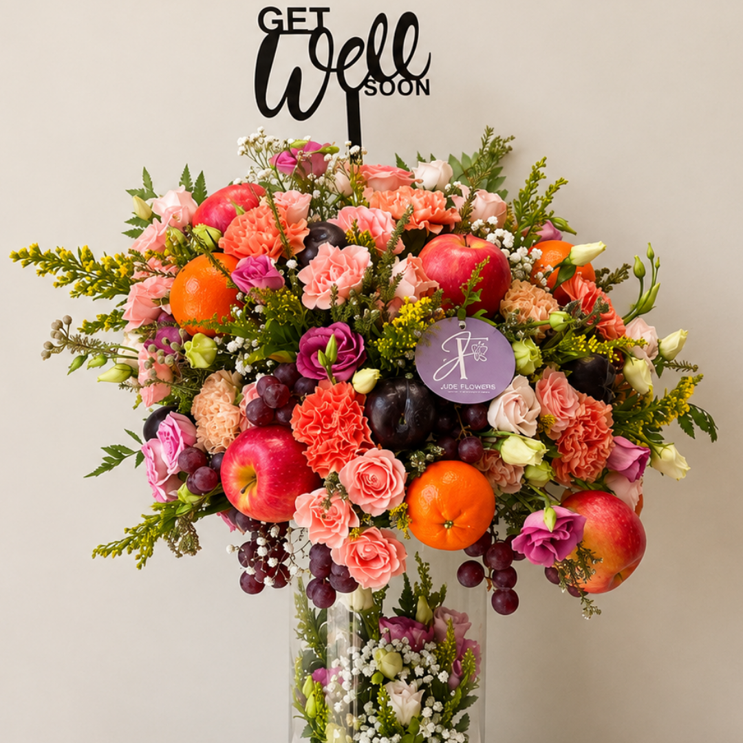 Healing Harvest – Premium Get Well Soon Fruit & Flower Arrangement