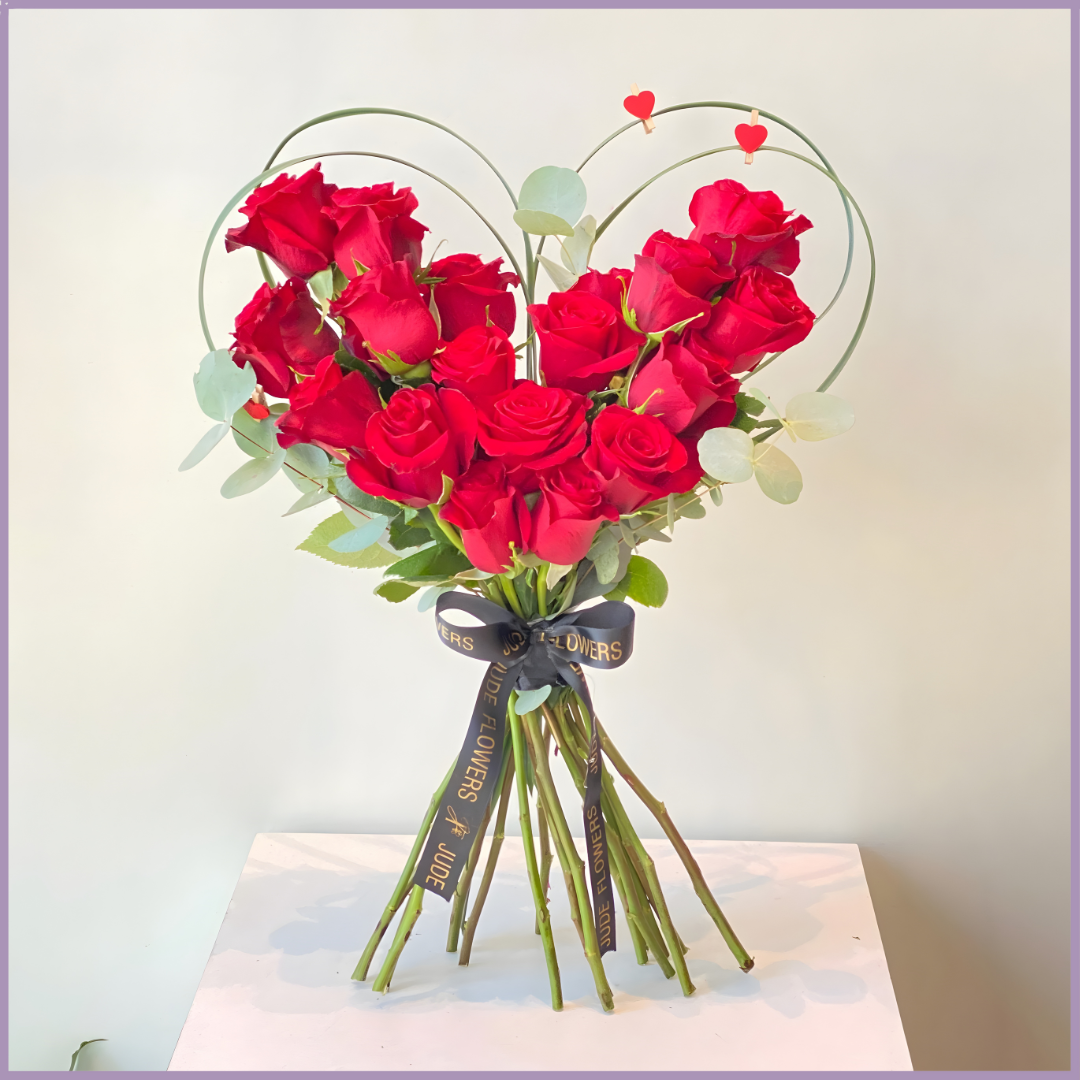Heart of Love - Red Rose Heart Bouquet by Jude Flowers