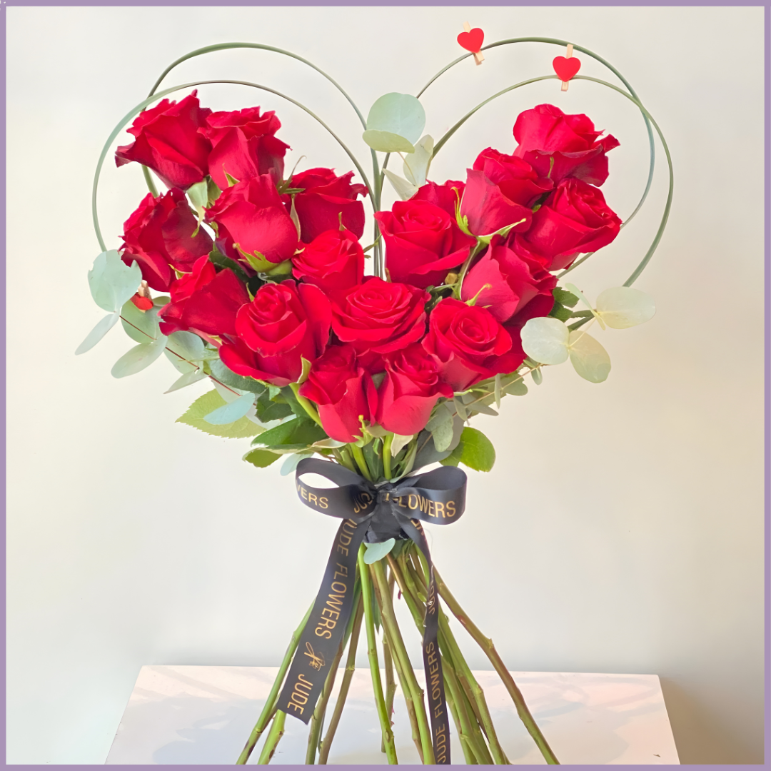 Heart of Love - Red Rose Heart Bouquet by Jude Flowers