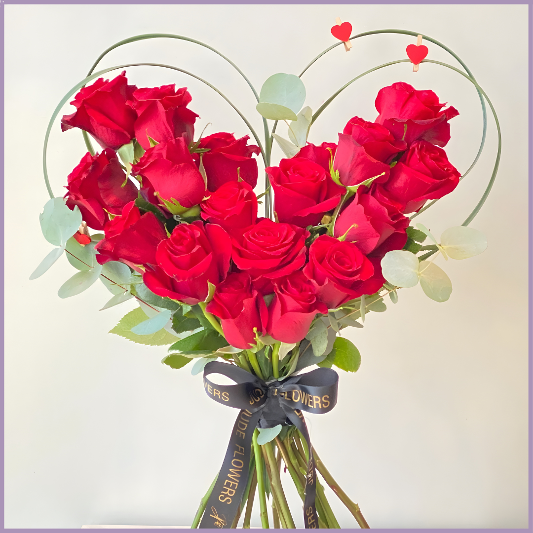 Heart of Love - Red Rose Heart Bouquet by Jude Flowers