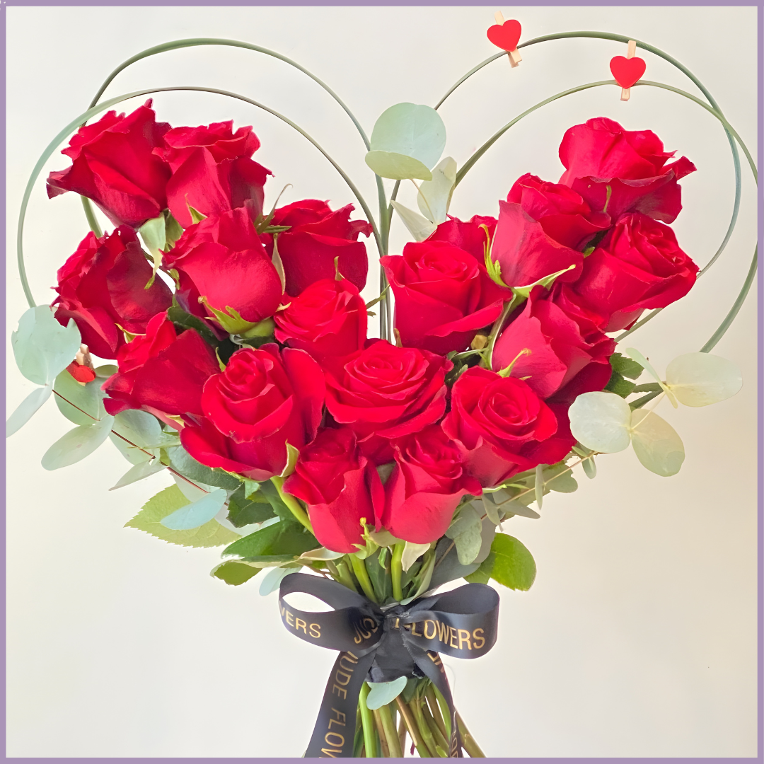 Heart of Love - Red Rose Heart Bouquet by Jude Flowers