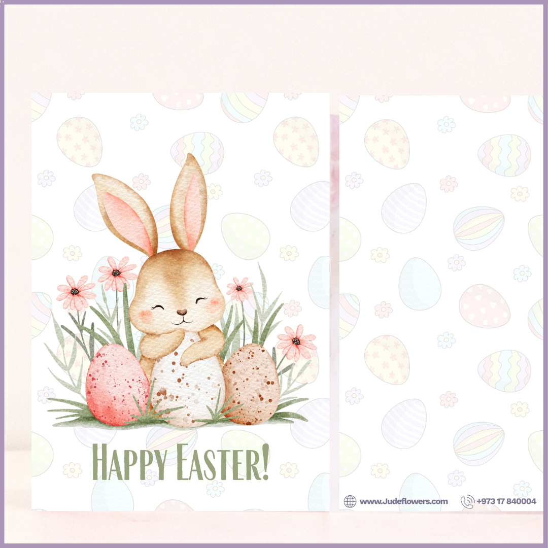 Jude Flowers Happy Easter Bunny Greeting Card