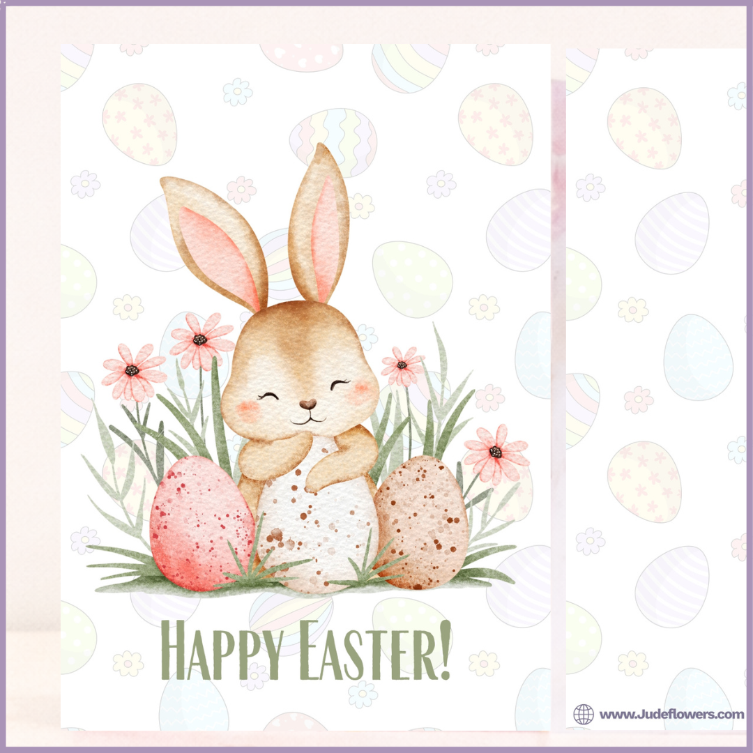 Jude Flowers Happy Easter Bunny Greeting Card