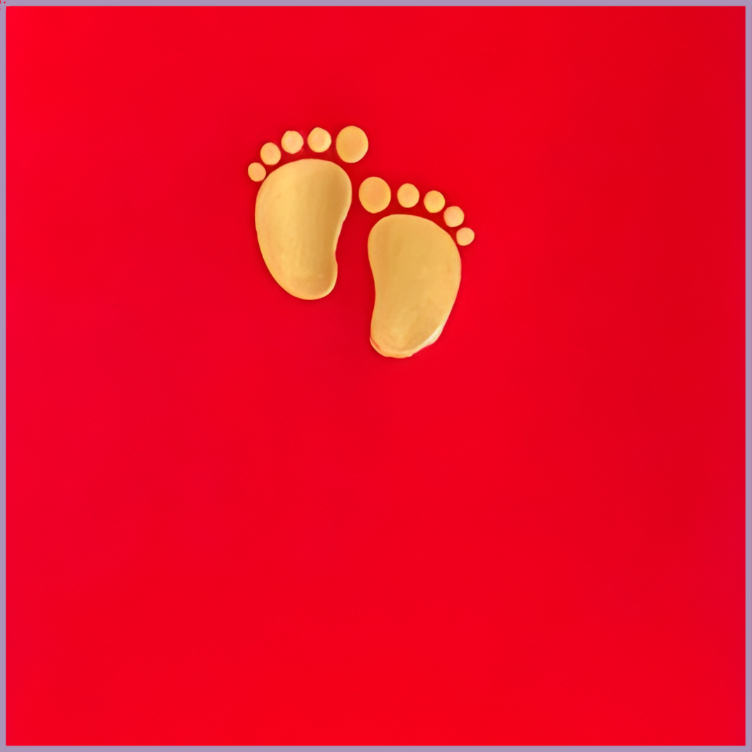 Baby Money Envelope - Red with Gold Footprints