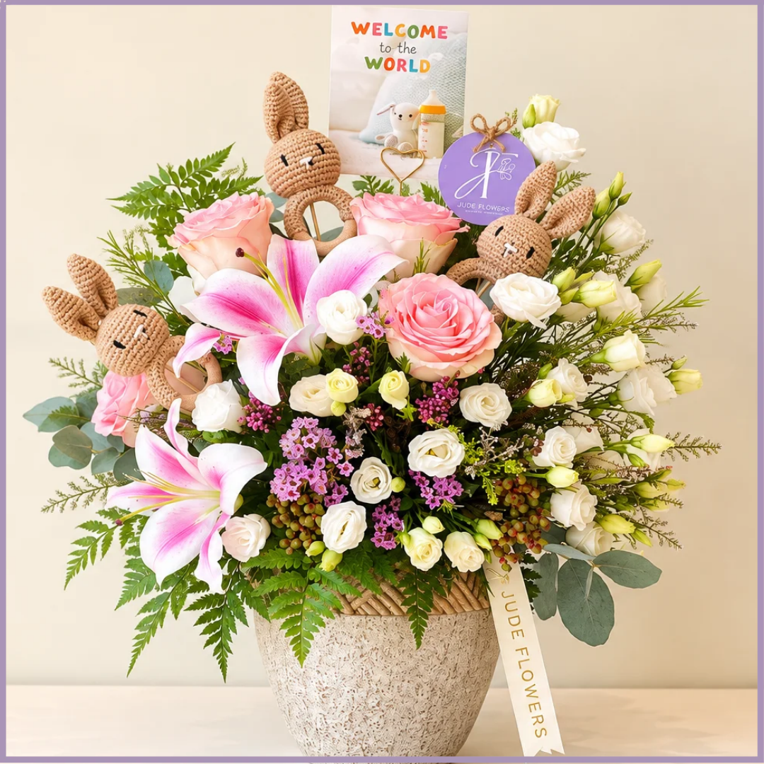 Little Bunny Wishes – Luxury Newborn Floral Arrangement