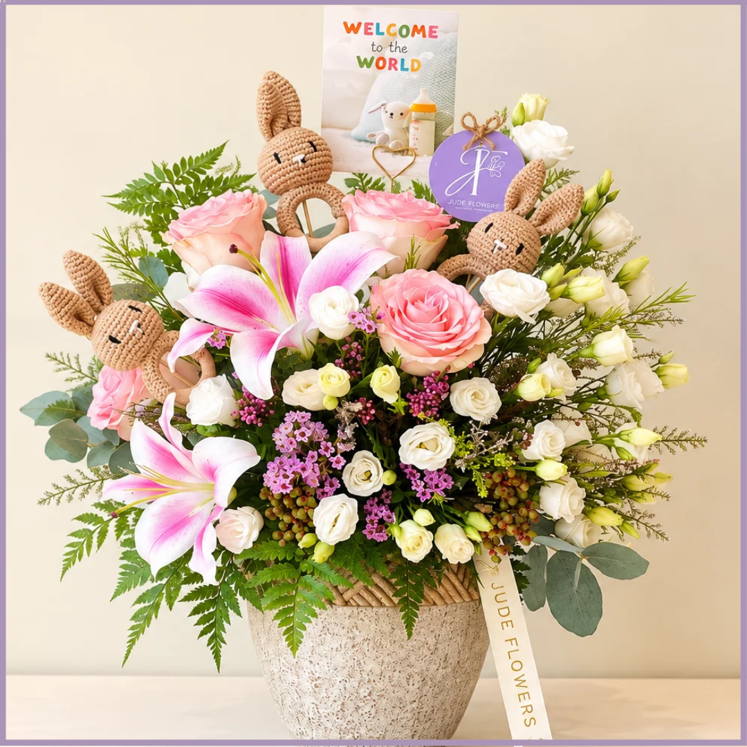 Little Bunny Wishes – Luxury Newborn Floral Arrangement