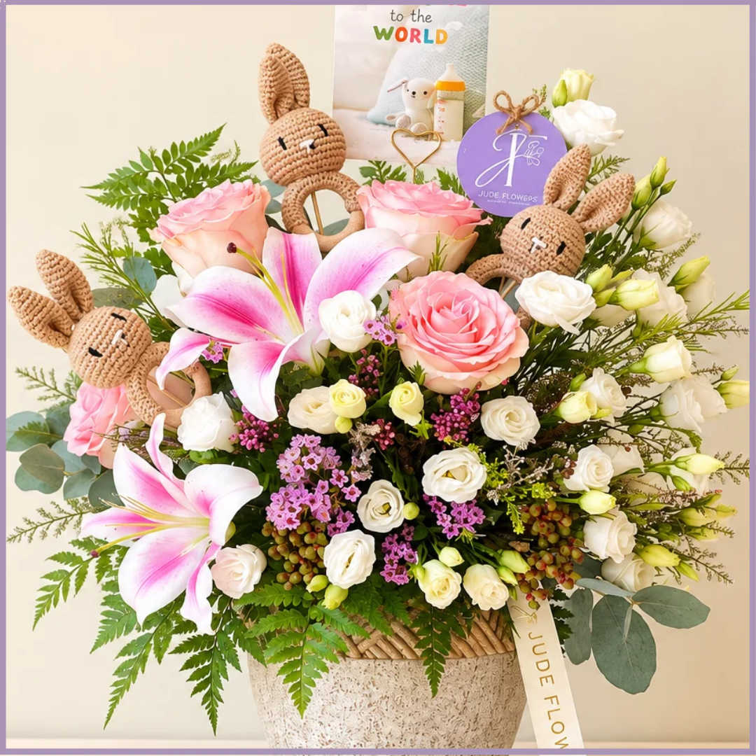 Little Bunny Wishes – Luxury Newborn Floral Arrangement