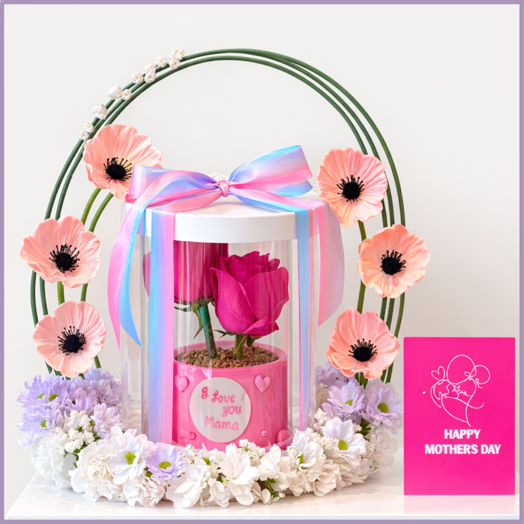 Love You Mama Pink Mothers Day Floral Mug Cake Gift Dream Bites x Jude Flowers