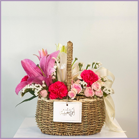 Mothers Day Lily and Carnation Floral Basket