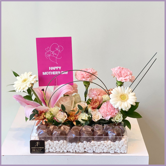 Mothers Day Pink Lily Floral Dolcetta Chocolate Tray