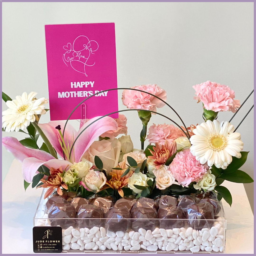 Mothers Day Pink Lily Floral Dolcetta Chocolate Tray