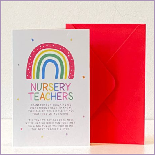 Nursery Teacher Thank You Card – Rainbow Kids Design