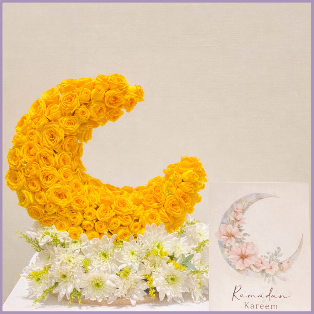 Ramadan Golden Crescent Floral Arrangement