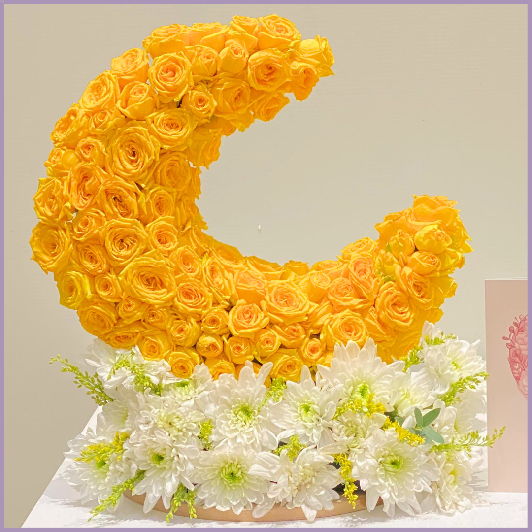 Ramadan Golden Crescent Floral Arrangement