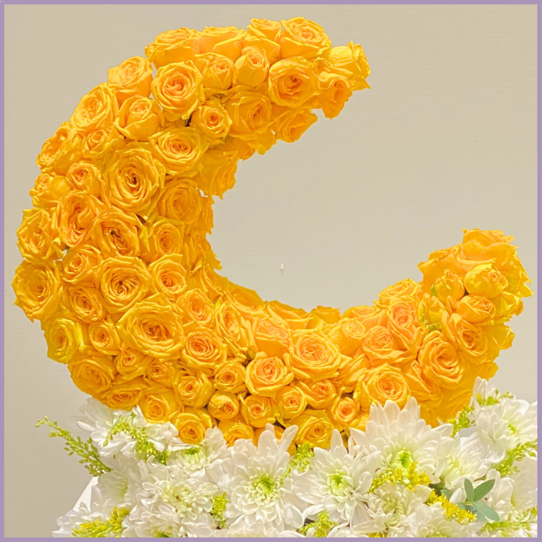 Ramadan Golden Crescent Floral Arrangement
