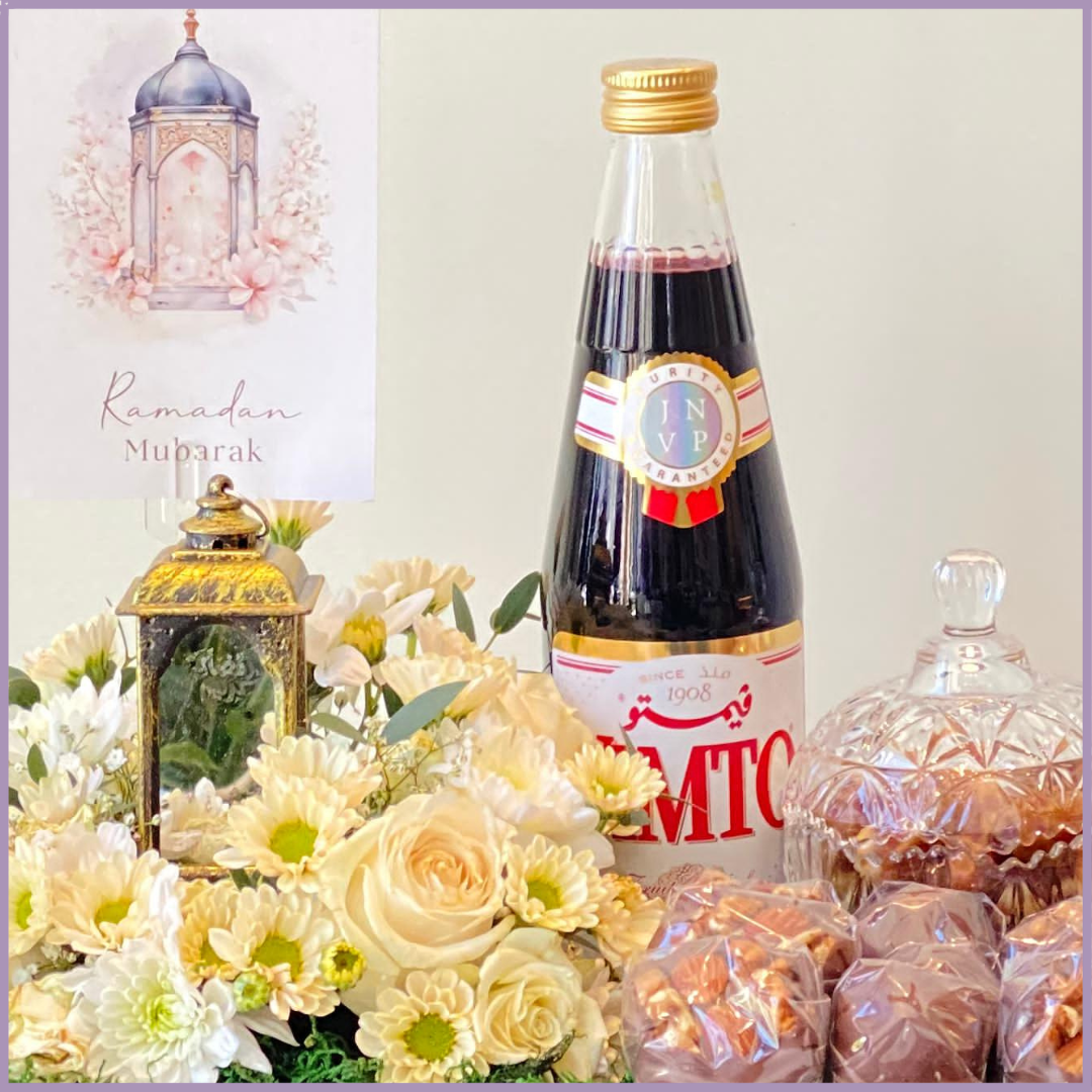 Ramadan Kareem Floral Vimto and Dates Gift Tray