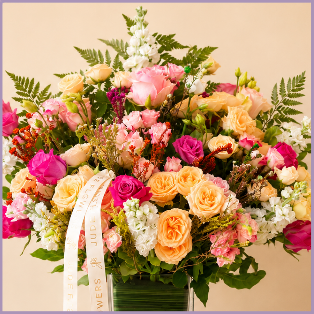 Rosé Garden – Luxury Mixed Rose & Lisianthus Vase Arrangement