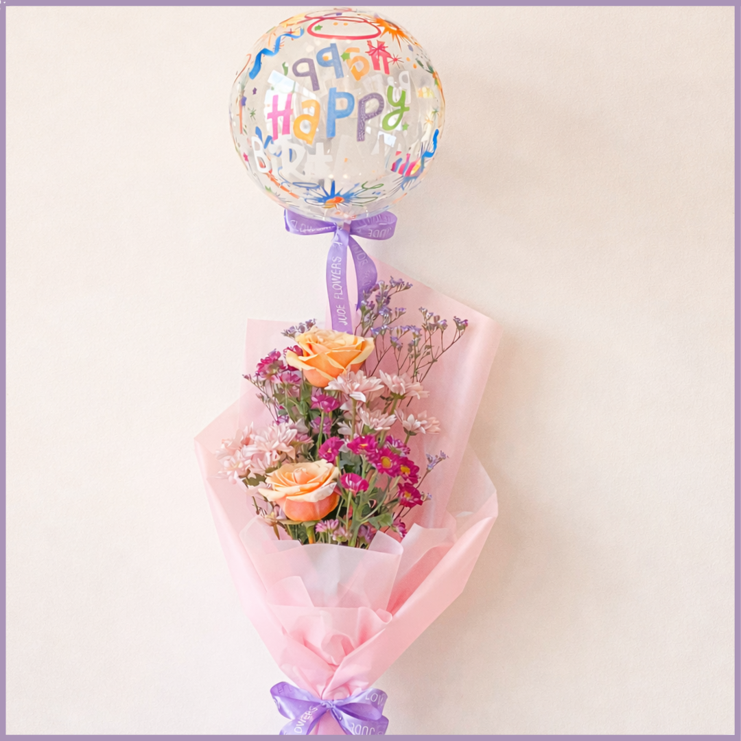Simple Birthday Rose and Santini Bouquet