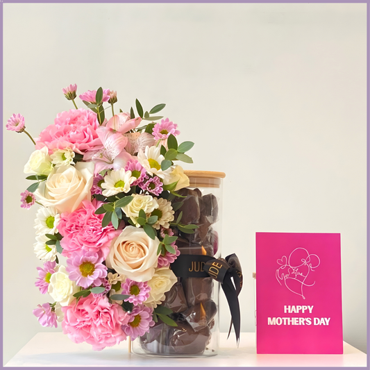 Sweet Love Mothers Day Chocolate and Floral Jar