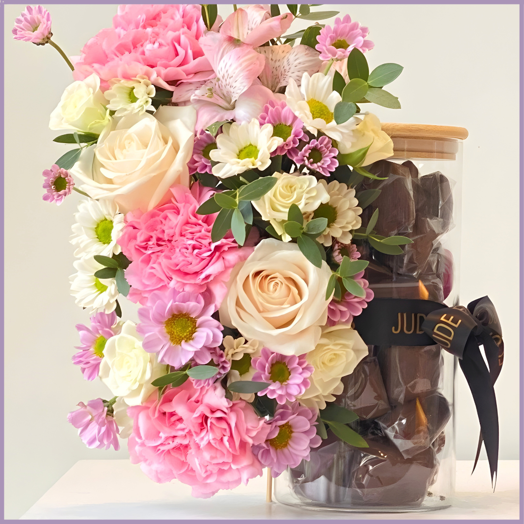 Sweet Love Mothers Day Chocolate and Floral Jar
