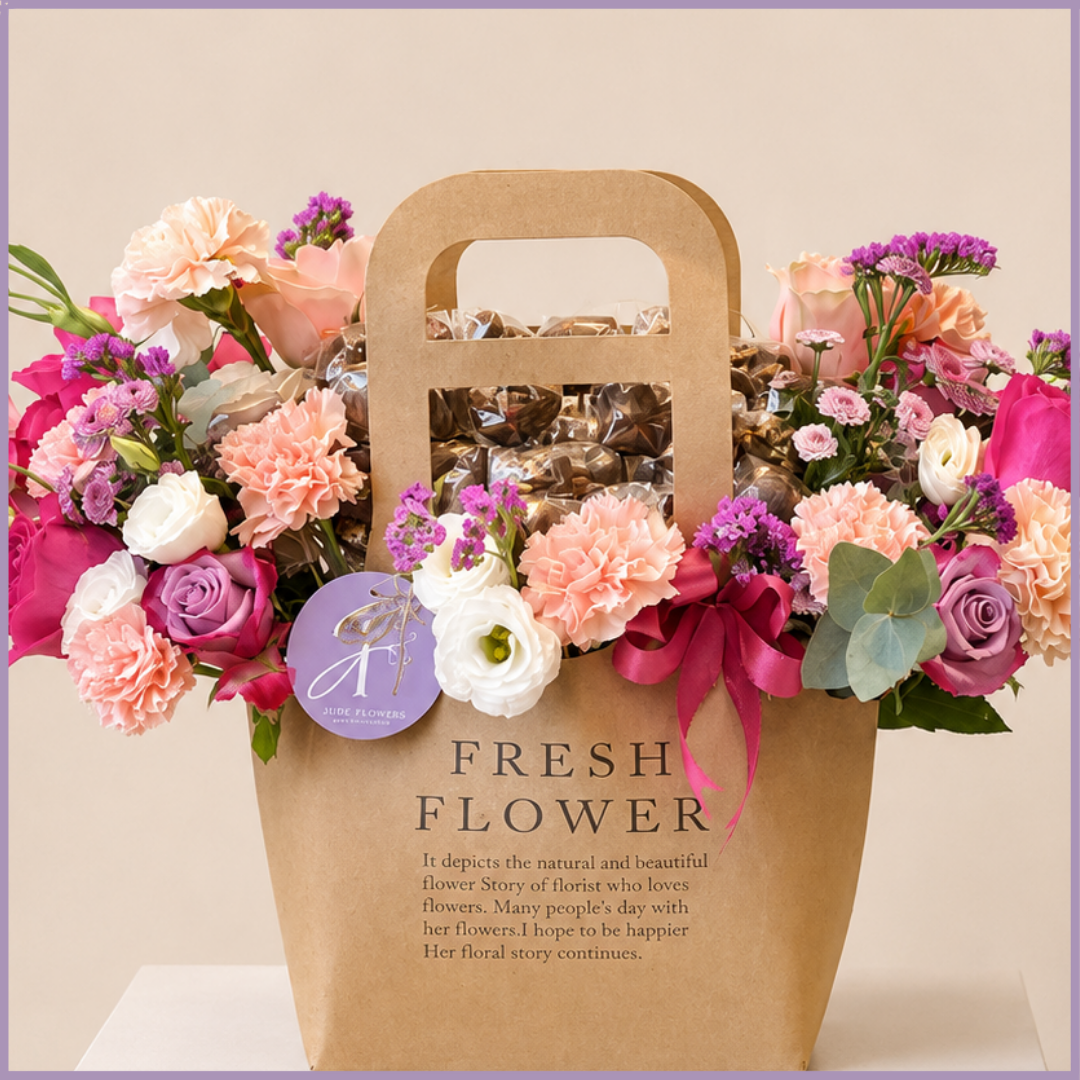 Sweet Petals – Fresh Flowers & Mixed Chocolate Gift