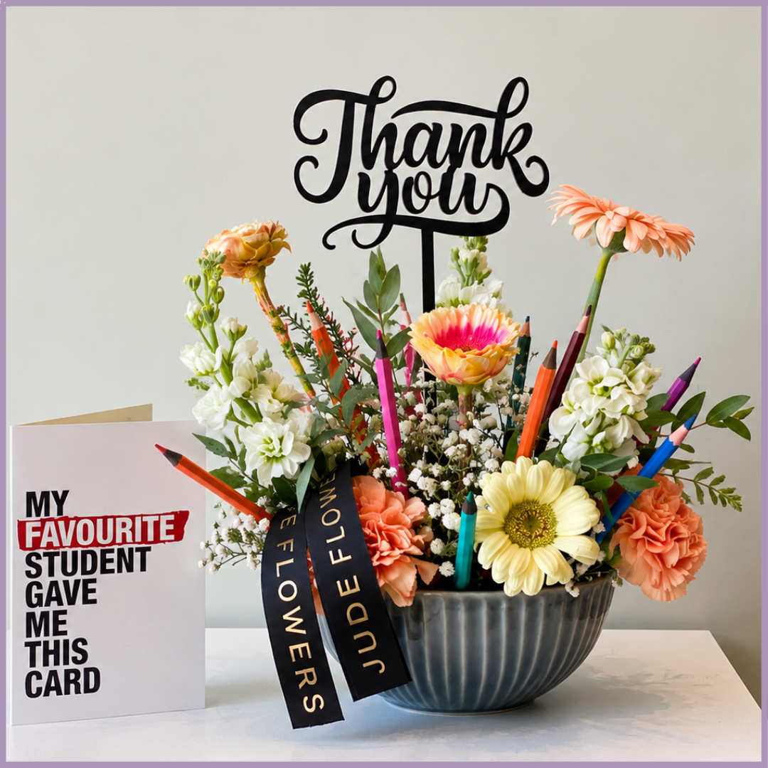 Teacher’s Appreciation Garden – Fresh Flowers & Pencil Gift