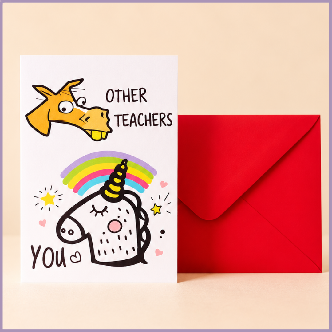 Unicorn Teacher Appreciation Card