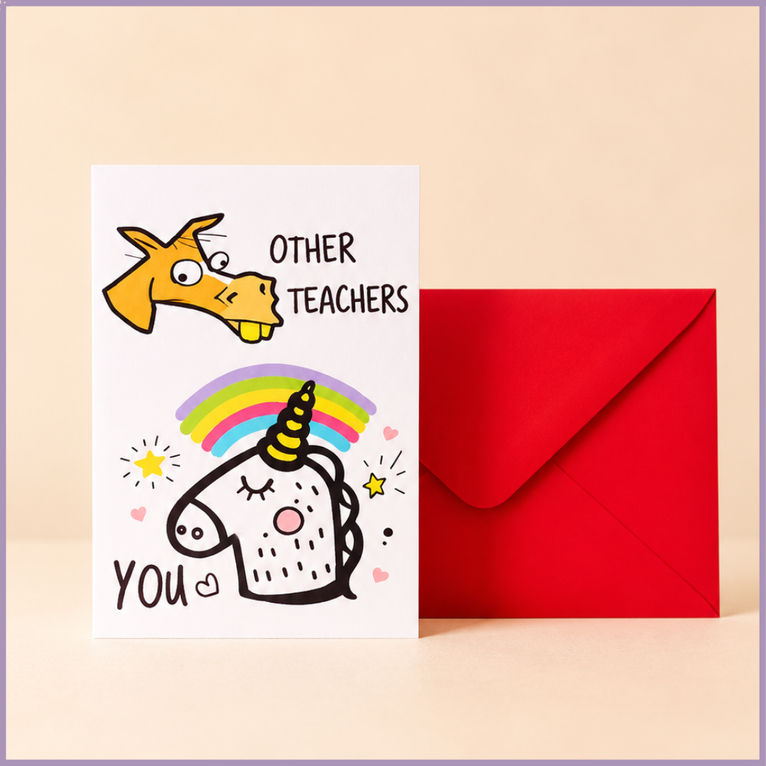 Unicorn Teacher Appreciation Card