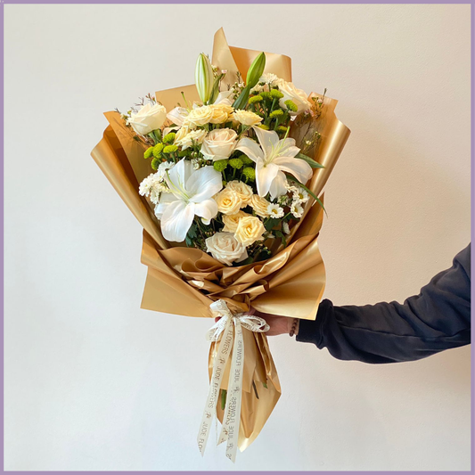 White Lily and Rose Elegant Bouquet