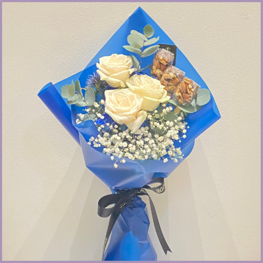Blue Rose and Chocolate Mini Bouquet
