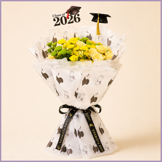 2026 Yellow Celebration Graduation Floral Bouquet