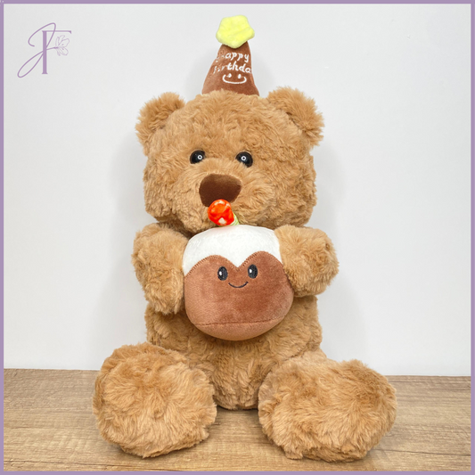 Birthday Celebration Teddy Bear with Plush Cupcake