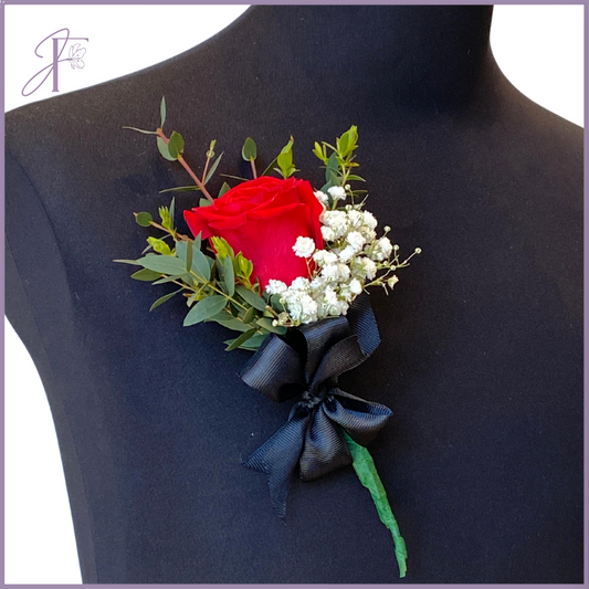 Crimson Rose Pin - Classic Red Lapel Flower