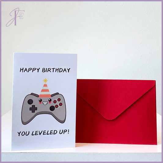 Gamer 'You Leveled Up!' Birthday Card – gift accessories, delivered in Bahrain