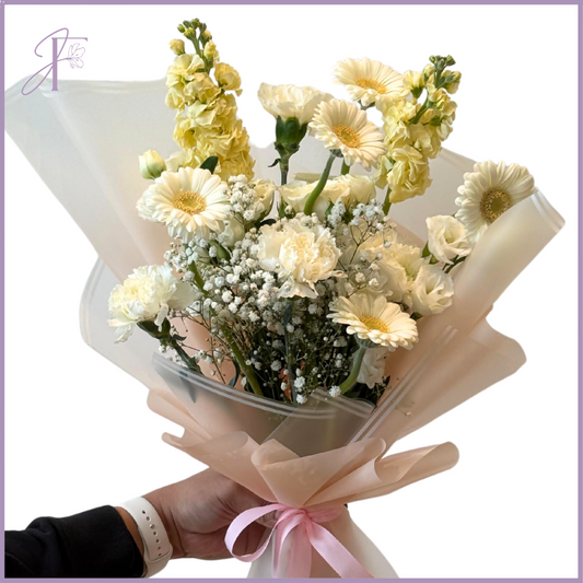 Golden Whisper Bouquet - Soft White & Yellow Elegance