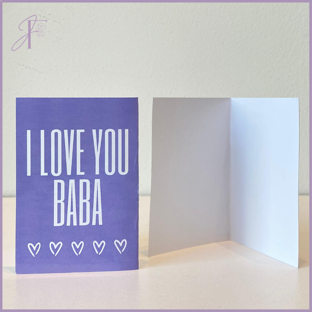 Greeting Card: I LOVE YOU BABA with hearts