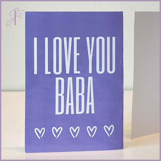 Greeting Card: I LOVE YOU BABA with hearts – gift accessories, delivered in Bahrain
