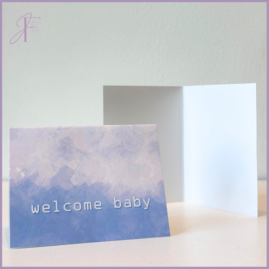 Greeting Card: Welcome Baby Greeting Card - Blue & White - Perfect for New Arrivals – gift accessories, delivered in Bahrain