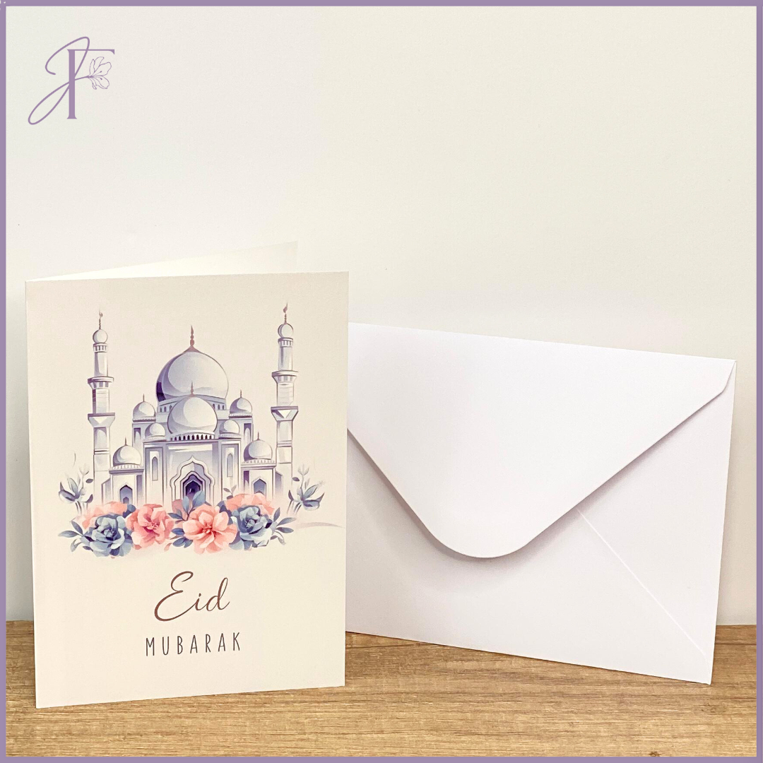 Greeting Card: Floral Mosque – Eid Mubarak
