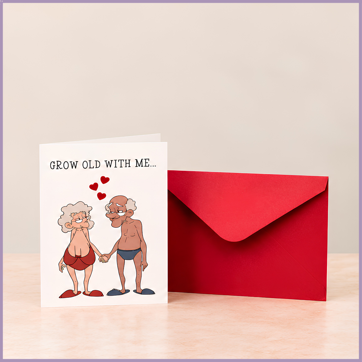 بطاقة "Grow Old With Me" – 17 سم × 12 سم