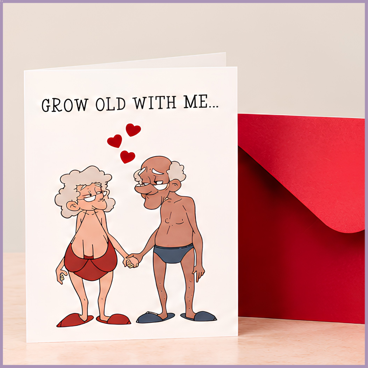 بطاقة "Grow Old With Me" – 17 سم × 12 سم