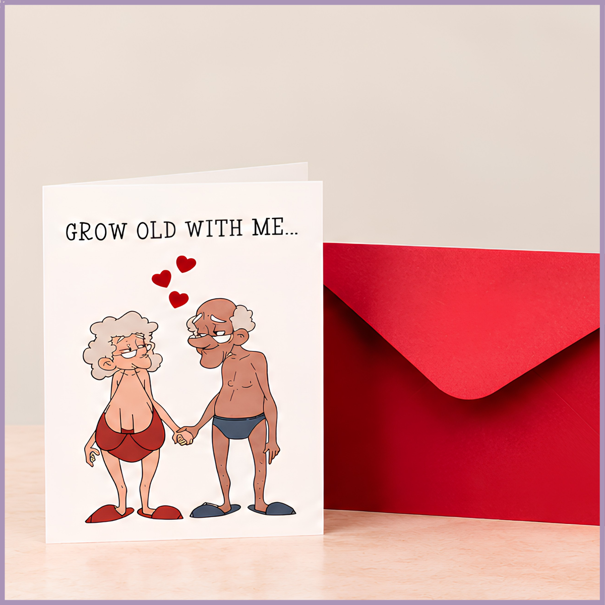 بطاقة "Grow Old With Me" – 17 سم × 12 سم